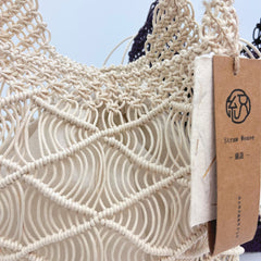 Large Woven Rope Tote Bag, Handwoven Hollow Mesh Shoulder Bag, Diamond Pattern Beach Vacation Bag, Slouchy Summer Bag, Gift for Her