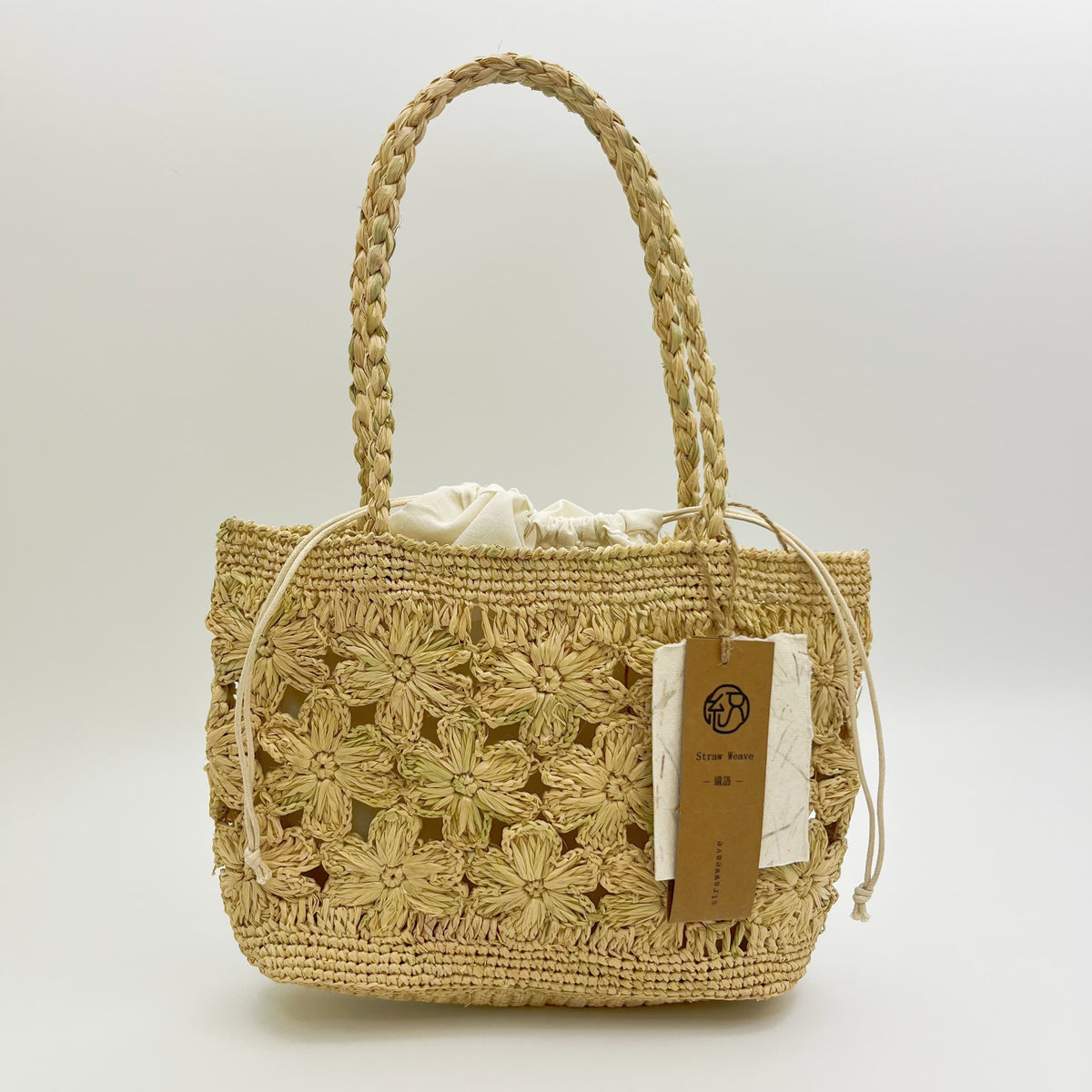 Floral Raffia Woven Bag, Handmade Straw Shoulder Bag for Women, Summer Beach Tote, Vacation Handbag, Gift for Her