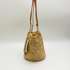Raffia Crochet Flower Bag, Handmade Straw Shoulder Tote, Minimalist Woven Beach Bag for Women, Summer Vacation Handbag, Gift for Her