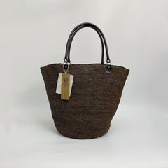 Handwoven Oversized Raffia Tote Bag, Genuine Leather Handle Shoulder Bag, Large Woven Handbag, Fall Winter Everyday Travel Purse for Women
