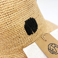 Handwoven Raffia Polka Dot Bucket Hat, Eco Friendly Crochet Straw Hat, Foldable Wide Brim Sun Hat, Beach Summer Vacation Hat for Women