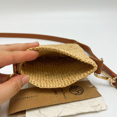 Raffia Crossbody Phone Bag with Leather Strap, Minimalist Woven Shoulder Bag, Small Straw Purse for Women, Handmade Summer Bag, Gift for Her