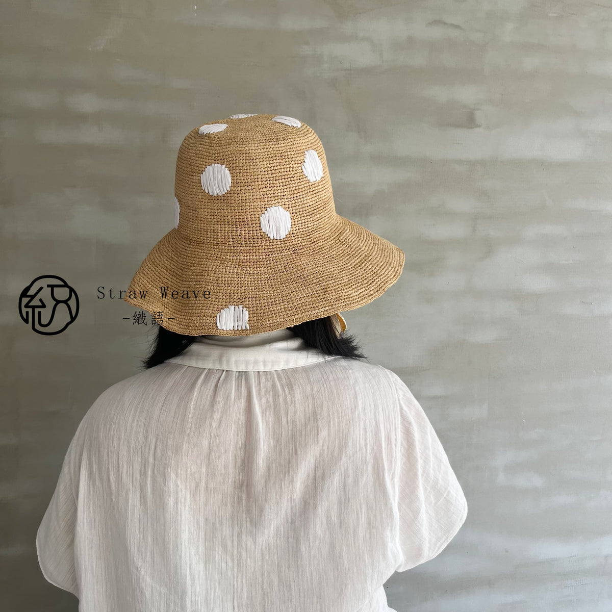 Handwoven Raffia Polka Dot Bucket Hat, Eco Friendly Crochet Straw Hat, Foldable Wide Brim Sun Hat, Beach Summer Vacation Hat for Women