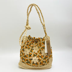 Elegant Floral Raffia Tote Bag, Handmade Large Capacity Straw Shoulder Bag for Women, Woven Beach Bag, Summer Vacation Handbag, Gift for Her