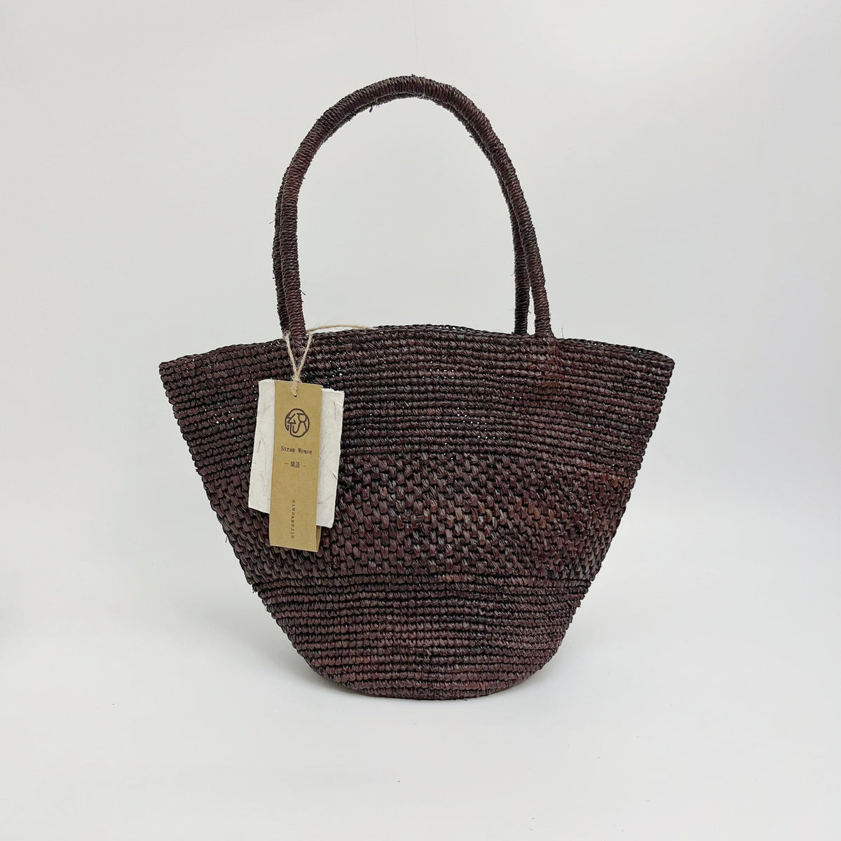 Handwoven Raffia Tote Bag, Natural Straw Beach Summer Vacation Shoulder Bag