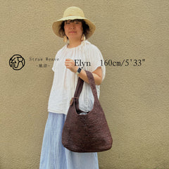 Minimalist Raffia Tote Bag, French Style Handwoven Straw Shoulder Bag, Large Bucket Purse, Summer Beach Vacation Handbag for Women