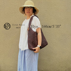 Minimalist Raffia Tote Bag, French Style Handwoven Straw Shoulder Bag, Large Bucket Purse, Summer Beach Vacation Handbag for Women