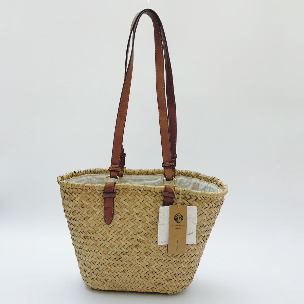 Minimalist Straw Shoulder Bag, Natural Woven Tote, Large Beach Bag, Boho Summer Vacation