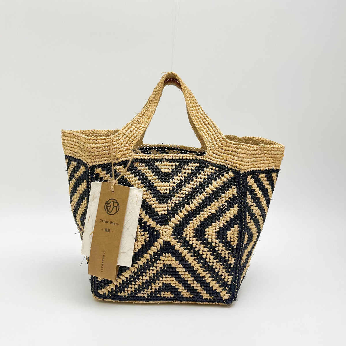Handwoven Raffia Tote Bag, Colorblock Straw Beach Handbag, Chic Summer Shoulder Bag