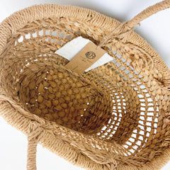 Handwoven French Straw Basket Bag, Hollow Woven Handbag, Boho Summer Beach Tote