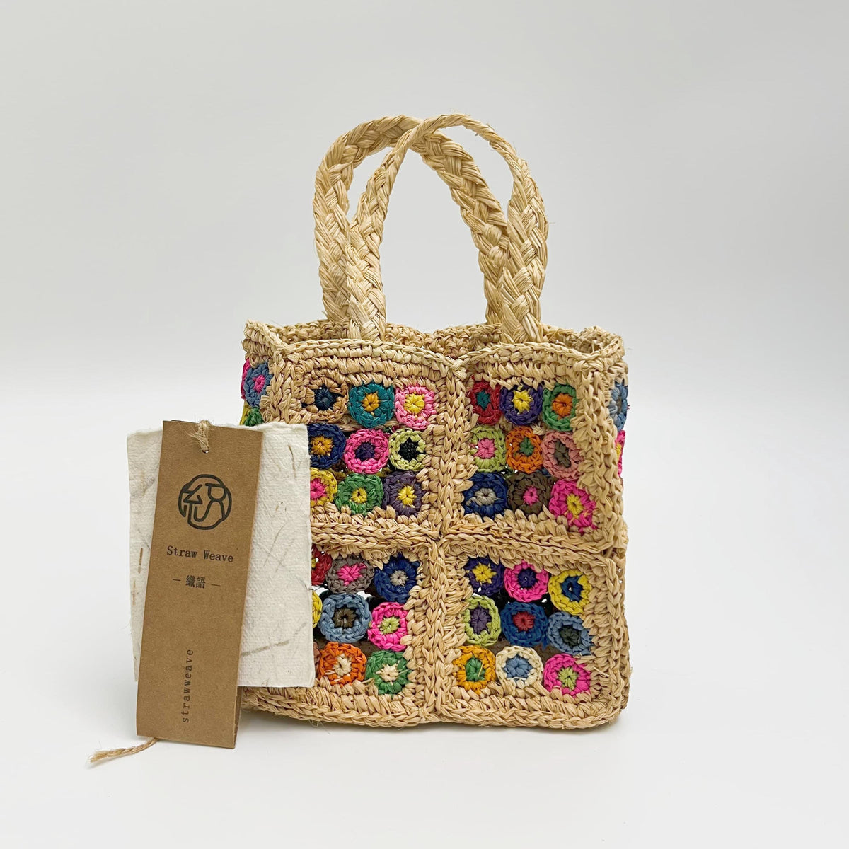 Raffia Floral Clutch Bag, Handwoven Straw Small Handbag, Color Flower Coin Purse, Summer Beach Mini Bag, Gift for Her