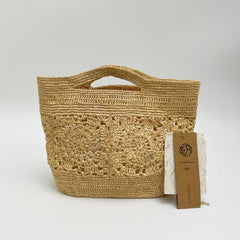 Raffia Hollow Woven Handbag, Handwoven Straw Small Tote Bag, Mini Beach Summer Bag, Boho Vacation Shoulder Purse for Women, Gift for Her