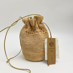Raffia Bucket Crossbody Bag, Handwoven Straw Drawstring Small Beach Bag, Woven Shoulder Purse Summer Vacation Bag, Gift for Her