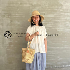 Handwoven Raffia Flower Bucket Bag, 3D Crochet Straw Purse, Boho Summer Vacation Shoulder Bag