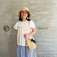Raffia Floral Bucket Crossbody Bag, Handwoven Straw Flower Shoulder Bag, Woven Summer Beach Vacation Purse for Women, Gift for Her