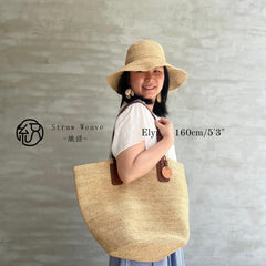 Raffia Large Shoulder Tote Bag, Handwoven Straw Commuter Bag, Leather Strap Summer Beach Handbag, Everyday Woven Bag, Gift for Her
