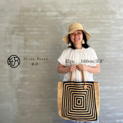 Handwoven Black Striped Raffia Tote, Large Woven Shoulder Bag, Summer Beach Vacation