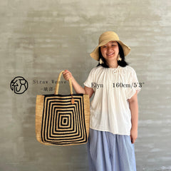 Handwoven Black Striped Raffia Tote, Large Woven Shoulder Bag, Summer Beach Vacation