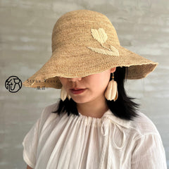 Handwoven Raffia Tulip Straw Hat, Eco Friendly Bucket Hat, Minimalist Floral Sun Hat, Beach Summer Vacation Hat for Women