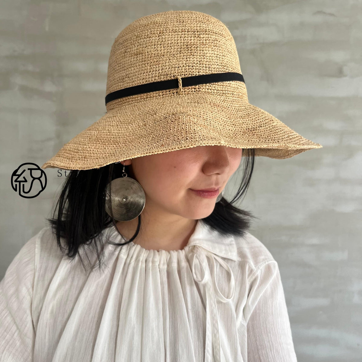 Raffia Bucket Hat with Bow Ribbon, Eco Friendly Handwoven Straw Hat, French Style Sun Hat, Beach Summer Vacation Hat for Women