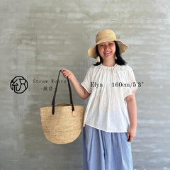 Large Raffia Tote Bag with Leather Straps, Handwoven Straw Shoulder Bag, Commuter Beach Vacation Handbag, Summer Woven Purse for Women