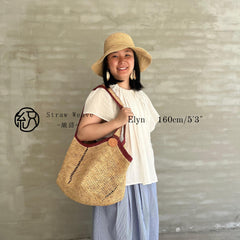 French Raffia Tote Bag,Handwoven Crochet Straw Shoulder Bag,Large Capacity Woven Handbag, Summer Beach Vacation Purse for Women,Gift for Her