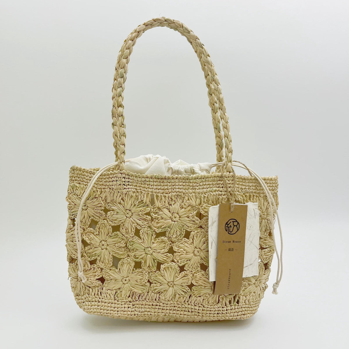 Raffia Floral Woven Tote Bag, Handwoven Straw Shoulder Handbag, Summer Beach Travel Bag, Boho Vacation Bag for Women, Gift for Her