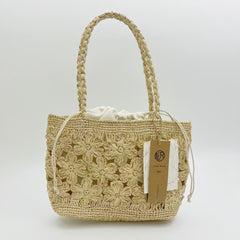 Raffia Floral Woven Tote Bag, Handwoven Straw Shoulder Handbag, Summer Beach Travel Bag, Boho Vacation Bag for Women, Gift for Her