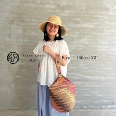 Pink Rainbow Raffia Bucket Bag, Handwoven Straw Shoulder Bag, Colorful Woven Vacation Purse, Summer Beach Crossbody Handbag, Gift for Her