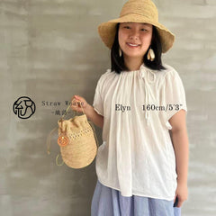 Raffia Bucket Crossbody Bag, Handwoven Straw Drawstring Small Beach Bag, Woven Shoulder Purse Summer Vacation Bag, Gift for Her