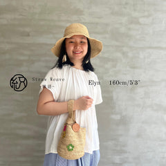 Raffia Floral Bucket Bag, Handwoven Straw Small Handbag, Color Flower Clutch Coin Purse, Summer Beach Mini Bag, Gift for Her