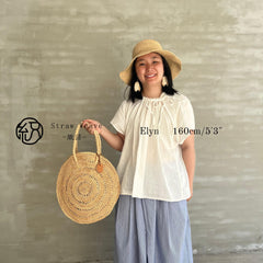Raffia Round Shoulder Bag, Handwoven Straw Tote Handbag, Vintage Circle Summer Beach Bag for Women, Gift for Her