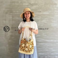 Raffia Floral Crossbody Bag, Handwoven Crochet Straw Shoulder Bag, Hollow Color Block Woven Handbag, Summer Beach Bag, Gift for Her