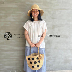 Handwoven Raffia Polka Dot Tote Bag, Chic Boho Beach Vacation Shoulder Bag