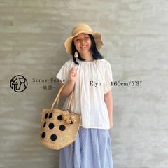 Handwoven Raffia Polka Dot Tote Bag, Chic Boho Beach Vacation Shoulder Bag