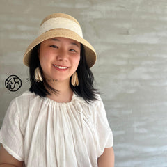 Raffia Lace Ribbon Bucket Hat, Eco Friendly Handwoven Straw Hat, Wide Brim Sun Hat, Beach Summer Vacation Hat for Women